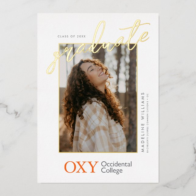 Occidental College Graduation Foil Invitation (Front)