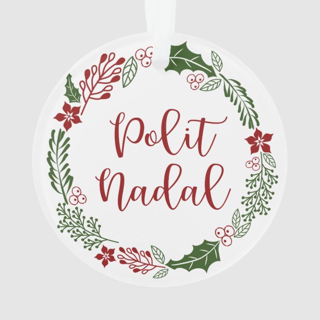 Occitan Merry Christmas Wreath, Polit Nadal Ornament (Back)