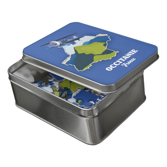 Occitanie France travel map Jigsaw Puzzle (Lid Open)