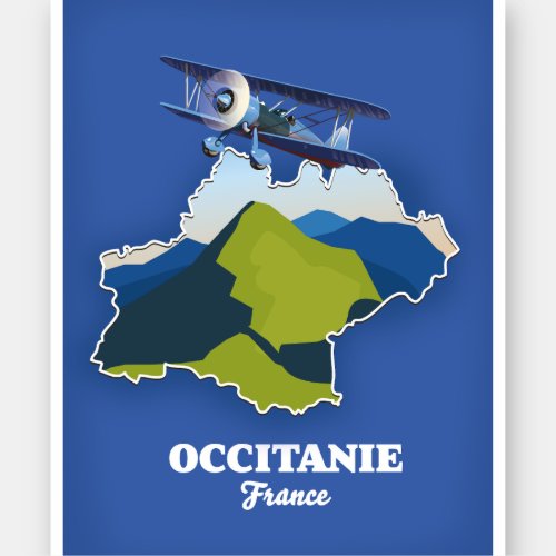 Occitanie France travel map Sticker