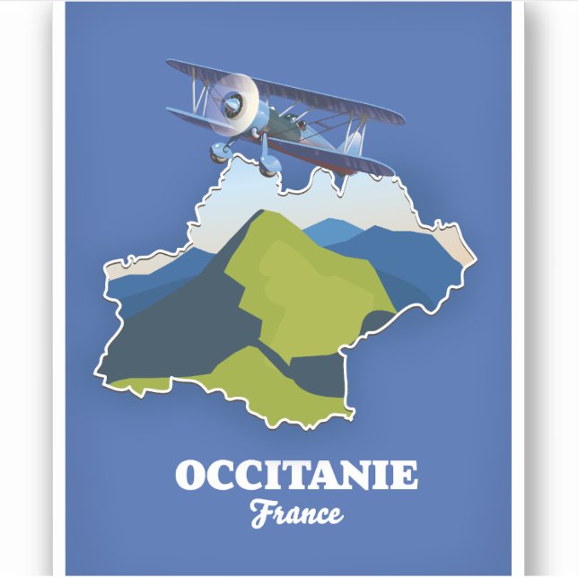 Occitanie France travel map Sticker (Front)
