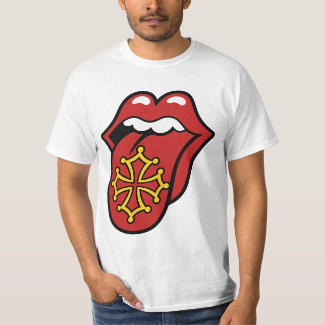 Occitanie Rock Tongue - Occitan Cross T-Shirt (Front)