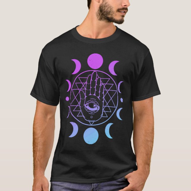 Occult Aesthetic Clothes Soft Gothic Moon Phase Pa T-Shirt (Front)