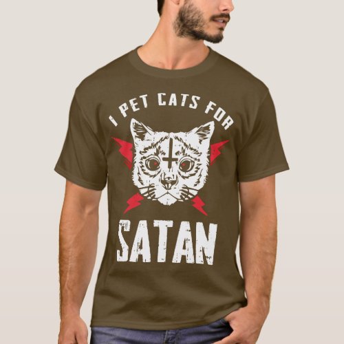 Occult and Satanic Pentagram Baphomet Cat Satan Sa T_Shirt