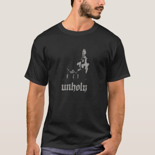 Occult Baphomet Atheist Burning Church Unholy Sata T_Shirt