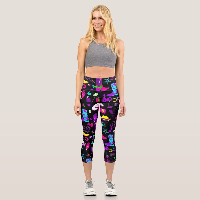occult cowboy wiccan cowgirl western  capri leggings (Front)