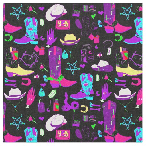 occult cowboy wiccan cowgirl western  fabric