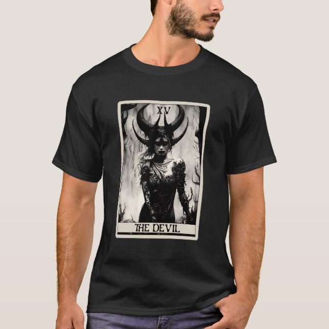 Occult Dark Art Horror The Devil Tarot Card T-Shirt (Front)