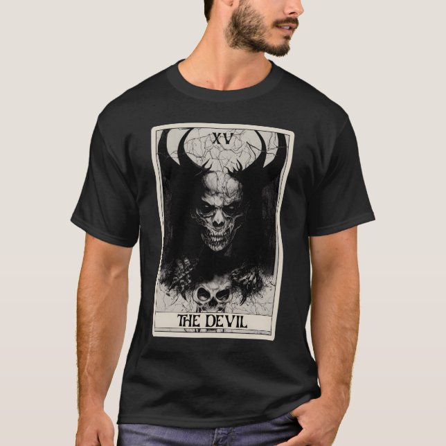 Occult Dark Horror Devil Tarot Card T-Shirt (Front)