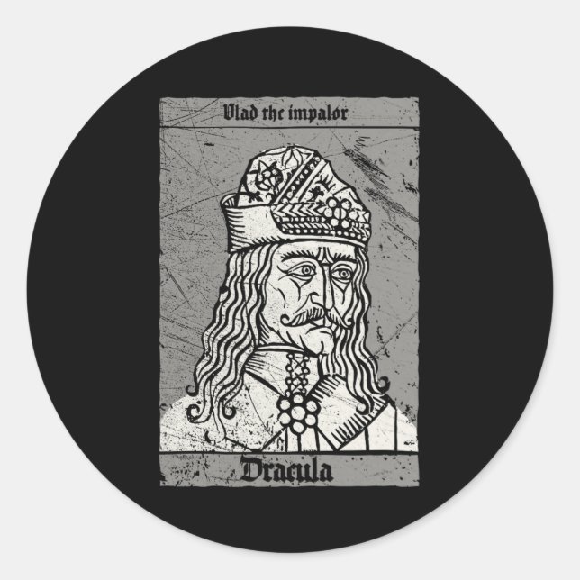 Occult Dracula - Vlad The Impaler Horror Vampire  Classic Round Sticker (Front)