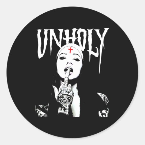 Occult Gothic Dark Satanic Nun Tattoos Unholy Nun  Classic Round Sticker