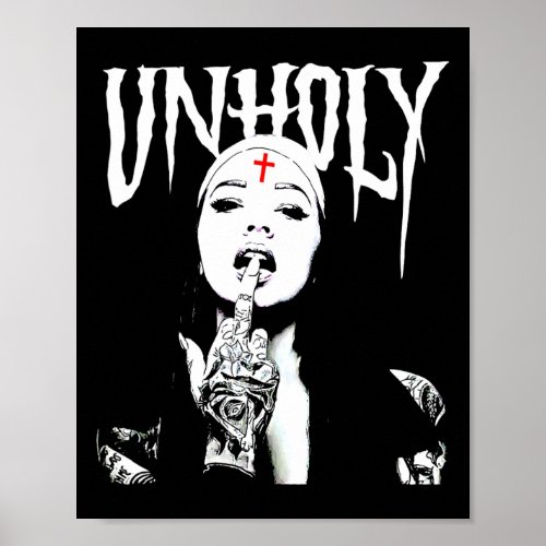 Occult Gothic Dark Satanic Nun Tattoos Unholy Nun  Poster