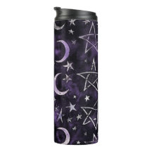 Occult Gothic Moon and pentagrams