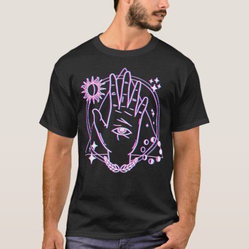 Occult Gothic Vintage Hand  Moon Rose Witcher  T_Shirt