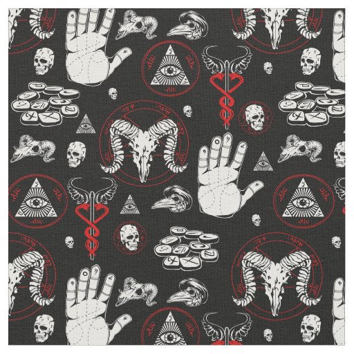 occult halloween all seeing eye esoteric runes red fabric