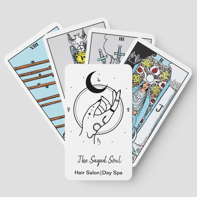 occult hand and a moon tarot cards (Back)