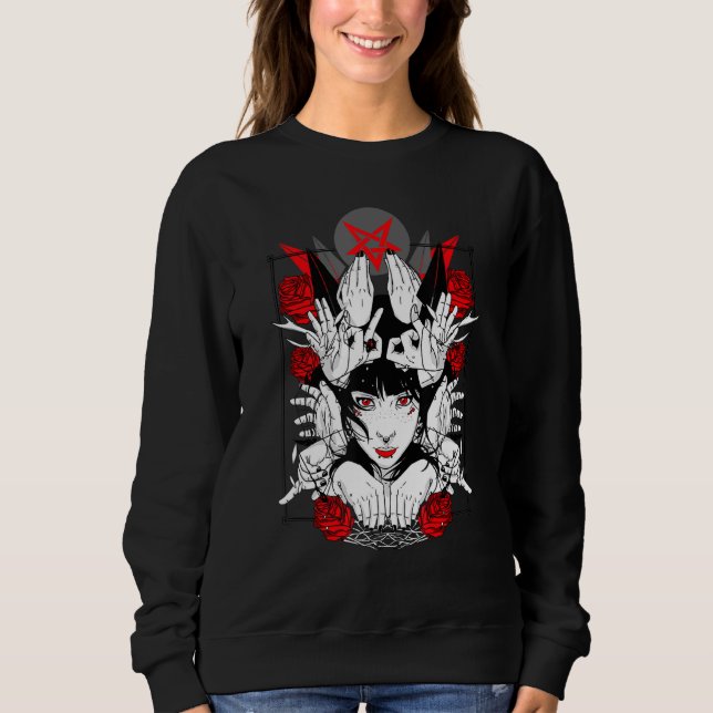 Occult Hand Sign Pentagram Satan Sweatshirt (Front)