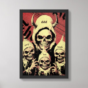 Occult Horror Skeletons Devil Sins Framed Art