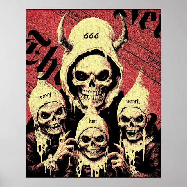 Occult Horror Skeletons Devil Sins Poster (Front)