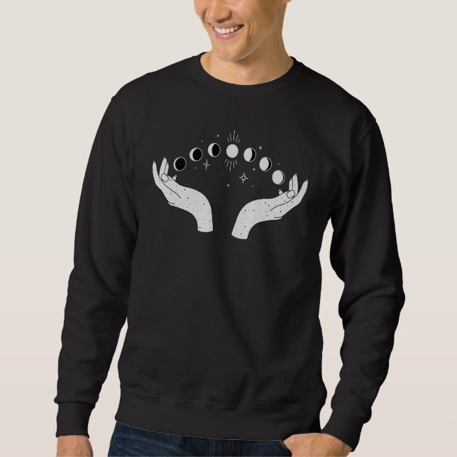 Occult Magic Lunar Moon Phase Celestial Hands Sweatshirt (Front)