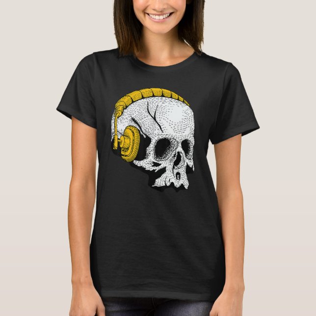 Occult Magic Skull DJ Headphones 1 T-Shirt (Front)