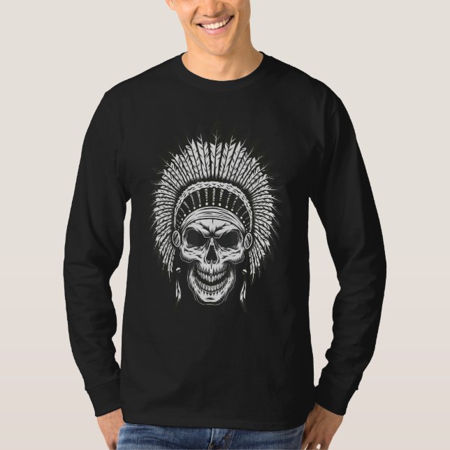 Occult Magic Skull Native Feathers 1 T-Shirt (Front)