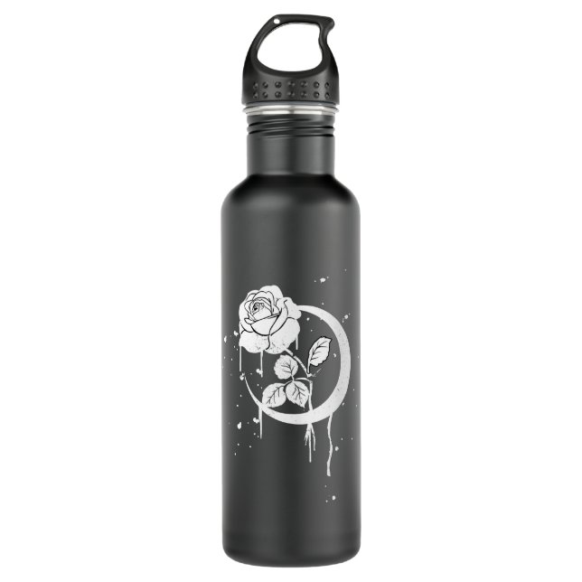 Occult Moon Rose Gothic Stainless Steel Water Bottle (Front)