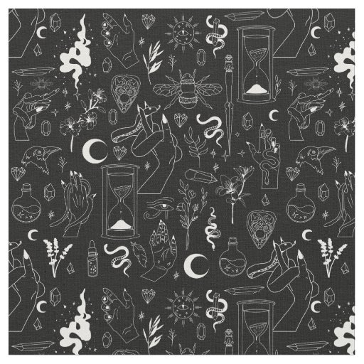 occult mystical esoteric witchcraft crystals black fabric