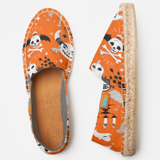 occult pentagram cat halloween orange espadrilles (Side)