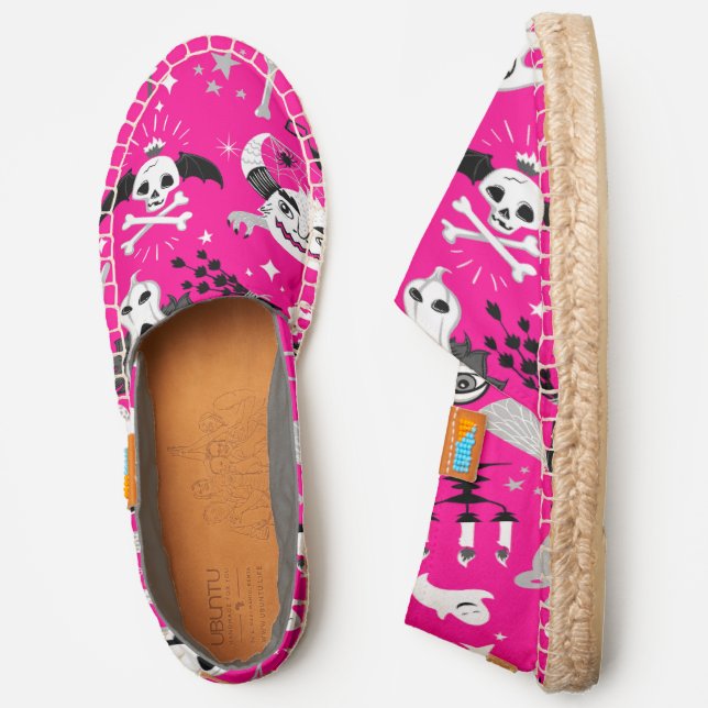 occult pentagram cat halloween pink espadrilles (Side)