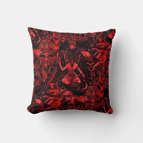 Occult Red Devil Goth Witchcraft Baphomet Gothic Throw Pillow