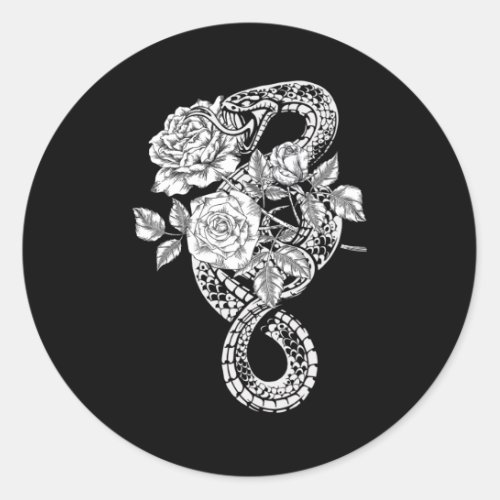Occult Snake Roses Wicca Goth Witchcraft Classic Round Sticker