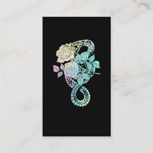 Occult Snake Roses Wicca Pastel Goth Witchcraft Business Card (Front)