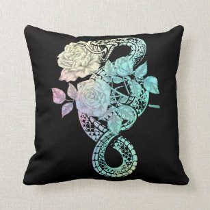 Occult Snake Roses Wicca Pastel Goth Witchcraft Throw Pillow