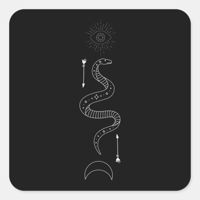 Occult Snake Symbol Gothic Wicca Square Sticker (Front)