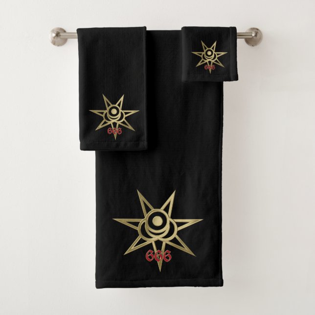Occult symbol septagram bath towel set (Insitu)