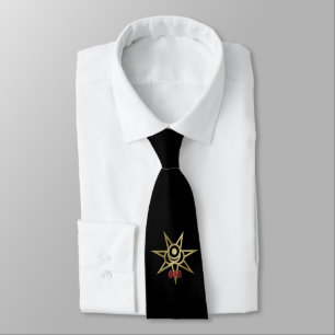 Occult symbol septagram neck tie