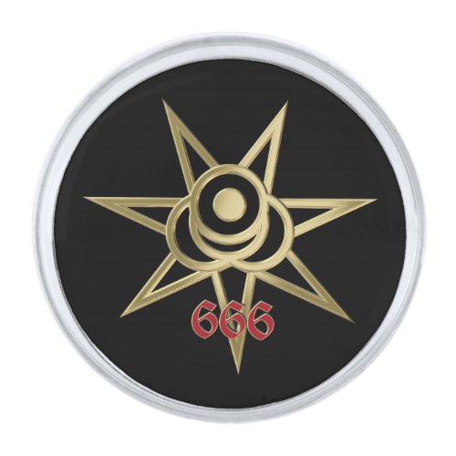 Occult symbol septagram silver finish lapel pin