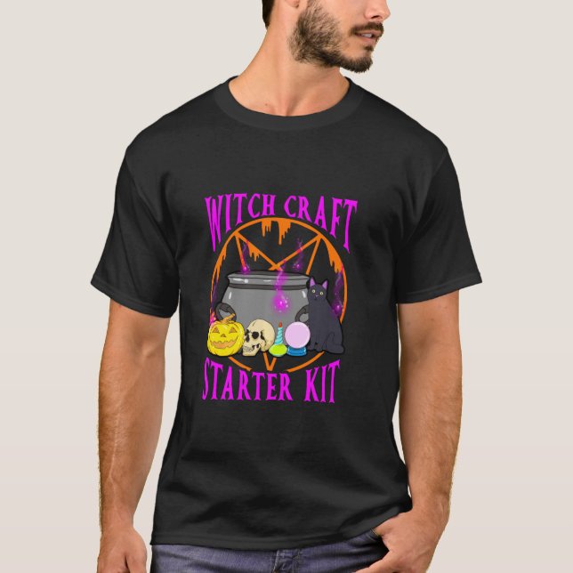 Occult Witchcraft Starter Kit Halloween Cauldron P T-Shirt (Front)