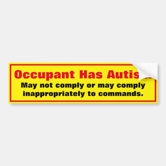 Occupant has Autism Caution Bumper Sticker (Front)