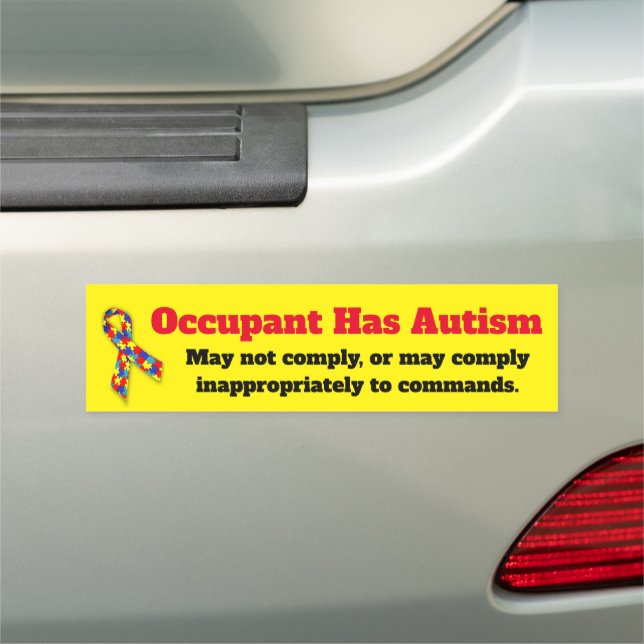 Occupant has Autism Caution Car Magnet (In Situ)
