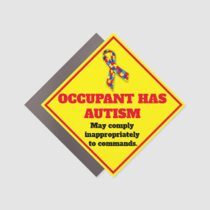 Occupant has Autism Caution Car Magnet