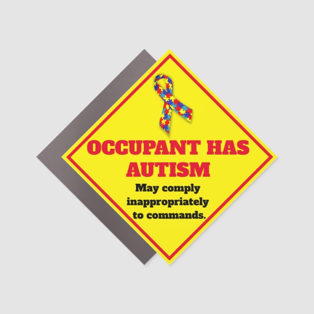Occupant has Autism Caution Car Magnet (Front)