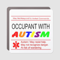 Occupant With Autism Car Magnet