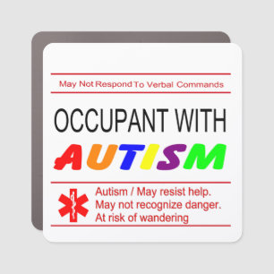 Occupant With Autism Car Magnet