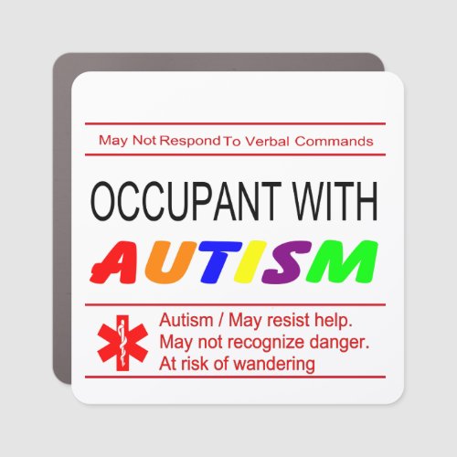 Occupant With Autism Car Magnet