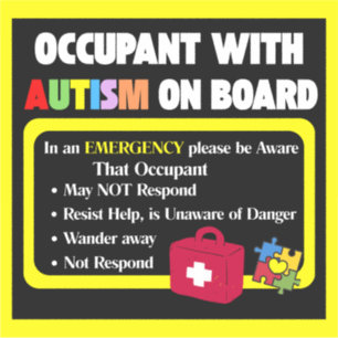 Occupant with Autism on Board Sticker Car Decal