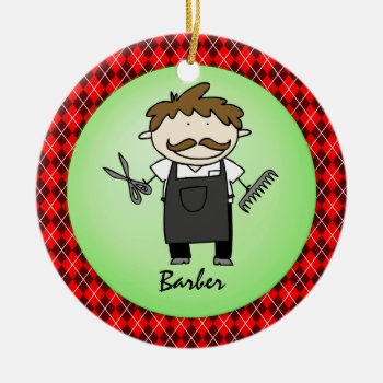 Occupation Barber  Christmas Personalized Ceramic Ornament by ornamentcentral at Zazzle