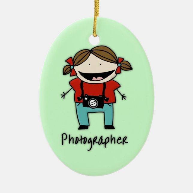 Occupation Photographer Female Personalized Custom Ceramic Ornament (Front)