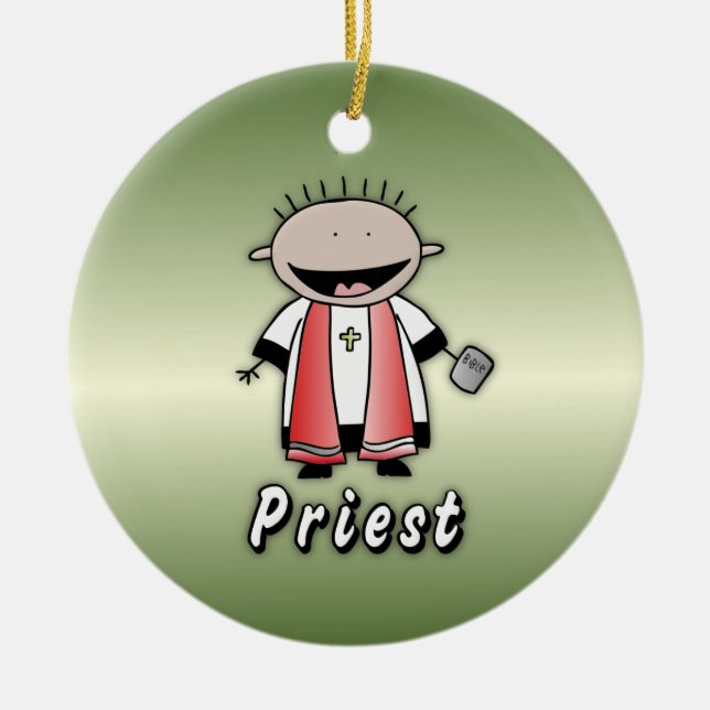 Occupation Priest Religious Clergy  Personalized Ceramic Ornament (Front)